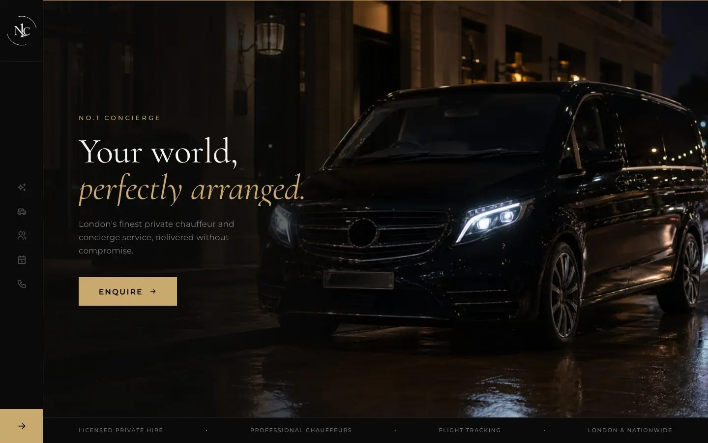 No.1 Concierge chauffeur service website homepage, designed and built by Vervio Digital Co