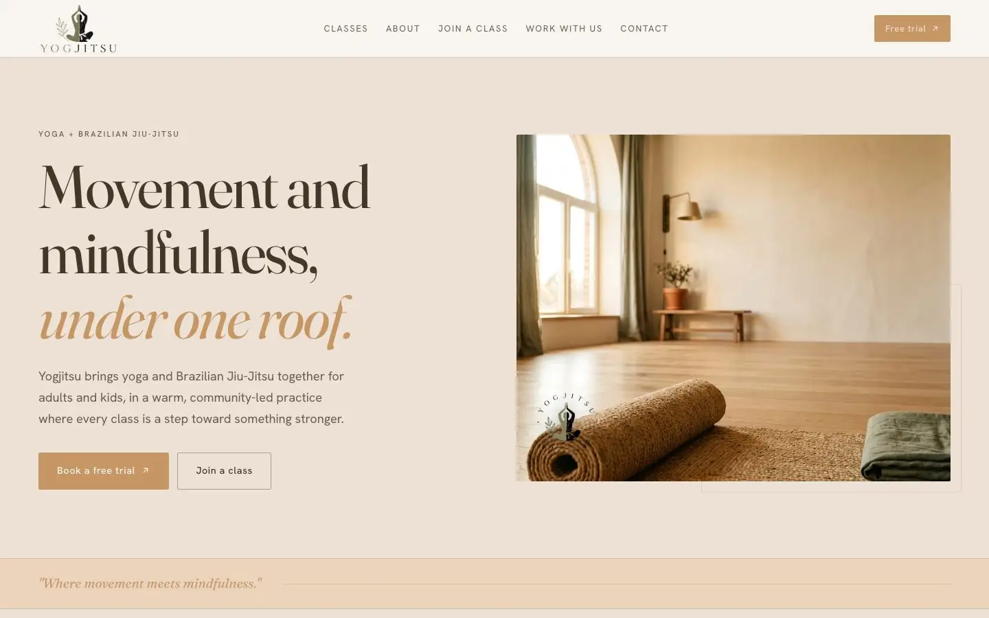 Yogjitsu website, designed and built by Vervio Digital Co